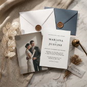 エディトリアル ミニマリスト 冬の結婚式 写真レイアウト 招待状