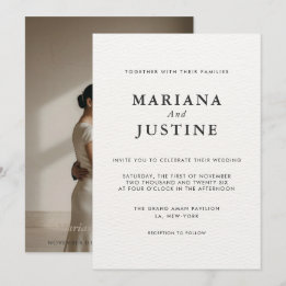 エディトリアル ミニマリスト 冬の結婚式 写真レイアウト 招待状
