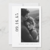 エディトリアル 縦型 日付 黒 白 Save the Date セーブザデート (正面)