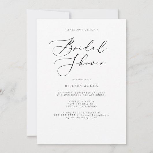 エディモダンフォトブライダルシャワーへの招待 招待状 (裏面)