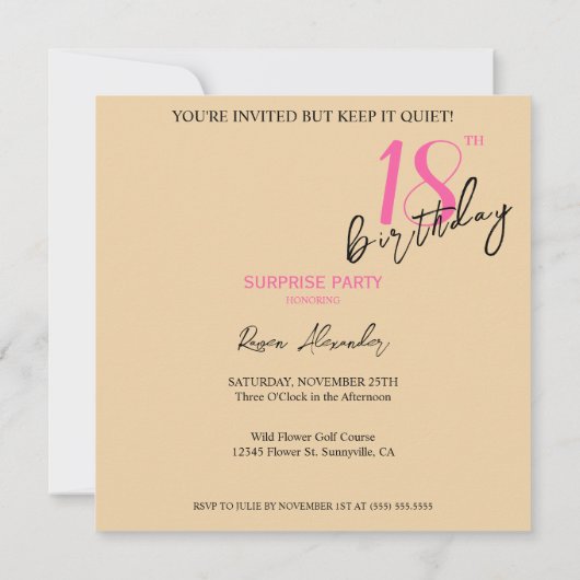 エディモダンプンクロックガールサプライズ誕生日パーティー 招待状 (裏面)