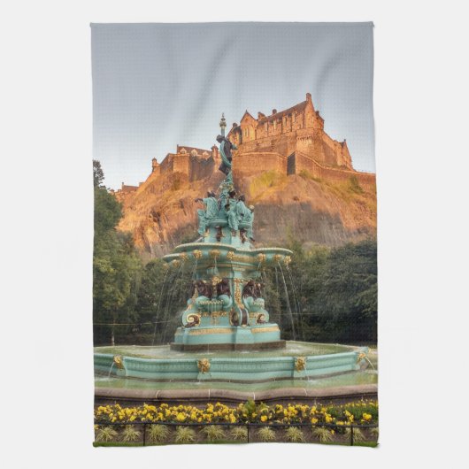 エディンバラキャッスルファウンテンプリンセス通りガーデン キッチンタオル (縦)