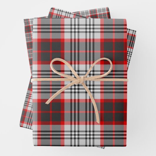 エディンバラシティタータンチェックプレイドグレーブラックレッド ラッピングペーパーシート (インサイチュ)