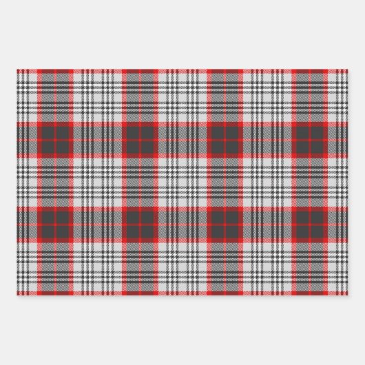 エディンバラシティタータンチェックプレイドグレーブラックレッド ラッピングペーパーシート (正面)