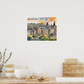 エディンバラスコットランドキャッスルウォーターカラートラベル ポスター (キッチン)