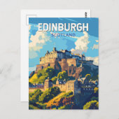 エディンバラスコットランドトラベルアートヴィンテージ ポストカード (正面/裏面)