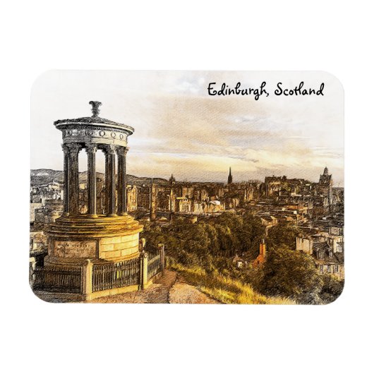 エディンバラスコットランドパノラマビューヴィンテージトラベル マグネット (横)