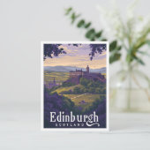 エディンバラスコットランドヴィンテージアートトラベルイラストレーション ポストカード (スタンド正面)