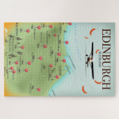 エディンバラスコットランドヴィンテージスタイル地図ポスタープリント ジグソーパズル (横)