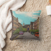 エディンバラダウンタウンシティスケープイラストレーション クッション (ブランケット)