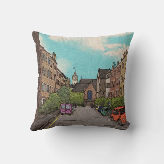 エディンバラダウンタウンシティスケープイラストレーション クッション (裏面)