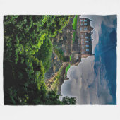 エディンバラ城,スコットランド・アクリル美術 フリースブランケット (正面(横))