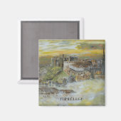 エディンバーグ城オーシェ絵画ー・ベージュのスコットランド マグネット (正面/裏面)