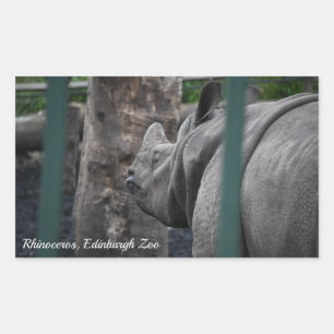 エディンバ素晴らしーグ動物園で一角サイ 長方形シール