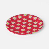エデルワイスかわいらしパターンレッドラウンド紙プレート ペーパープレート (アングル)