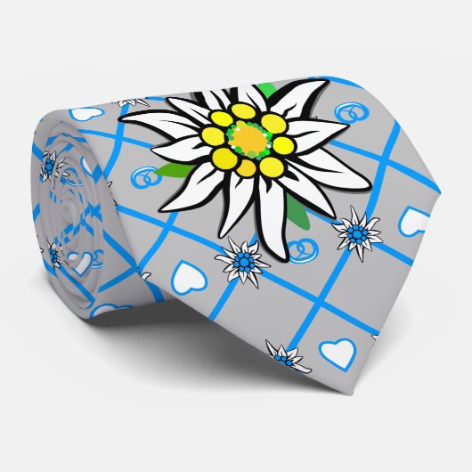 エデルワイスをブラックタイで結ぶ ネクタイ (ロール)