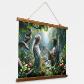 エデンの園のアダムとエバ 吊り下げ型タペストリー (傾斜あり)