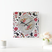 エデンエレガント/赤白黒 スクエア壁時計 (ホーム)