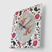 エデンエレガント/赤白黒 スクエア壁時計 (傾斜)