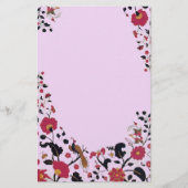 エデン，花と鳥のフローラモノグラムピンク 便箋 (正面)