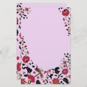 エデン,花と鳥のフローラモノグラムピンク 便箋 (正面/裏面)