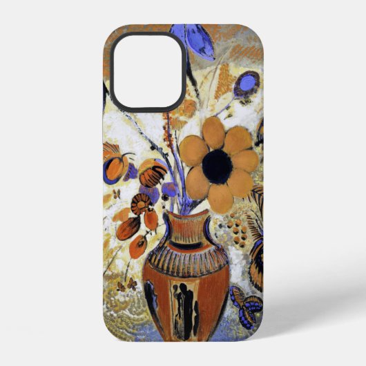 エトルリアの花瓶と花、ルドン iPhoneケース (裏面)