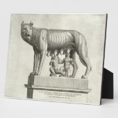 エトルリアの青銅器の牝狼がロムルスとレムスを育てる図 フォトプラーク (側面)