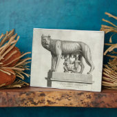 エトルリアの青銅器の牝狼がロムルスとレムスを育てる図 フォトプラーク (側面)