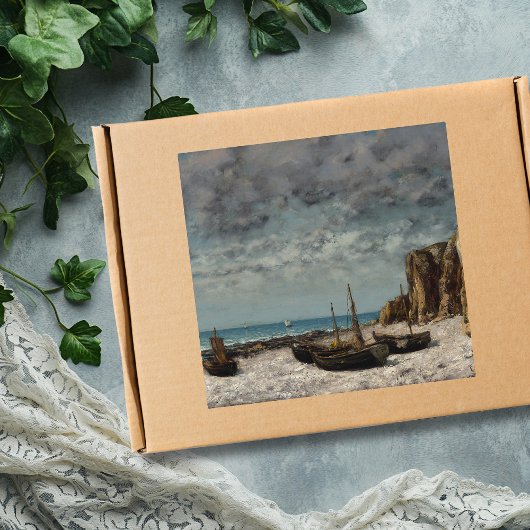 エトレタットビーチのボート – Gustave Courbet スクエアシール