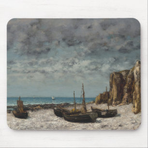 エトレタットビーチのボート – Gustave Courbet マウスパッド