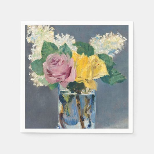 エドアルドマネ – ライラックとバラ スタンダードカクテルナプキン (正面)