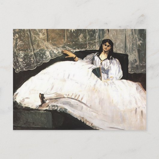 エドアードマネ – ファンの女性 ポストカード (正面)