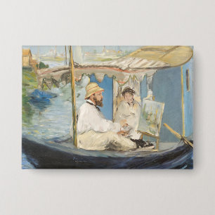 エドアードマネ – モネ絵画ズオンザズザズスタジオボート 缶バッジ