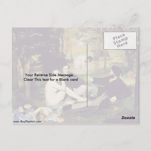 エドゥアードマネによる草の上の昼食会 ポストカード (裏面)