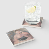 エドゥアードマネ – Woman with a cat ストーンコースター (横)