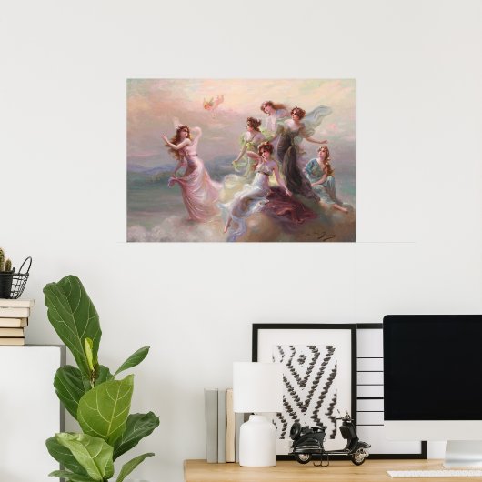 エドゥアール・ビスソンによるニンフとキューピッドのダンス ポスター (ホームオフィス)
