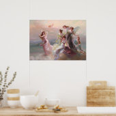 エドゥアール・ビスソンによるニンフとキューピッドのダンス ポスター (キッチン)