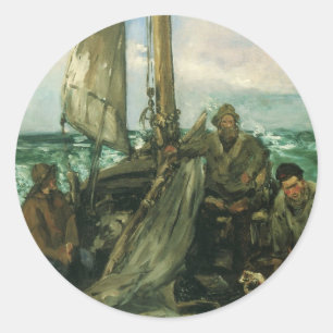 エドゥアール・マネ作「海の苦闘者」ヴィンテージ アート ラウンドシール