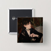 エドゥアール・マネ - ベルト・モリゾ ファンを持つ 1874 缶バッジ (正面&裏面)