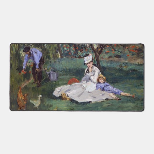 エドゥアール・マネ - モネ一家の庭 デスクマット (正面)