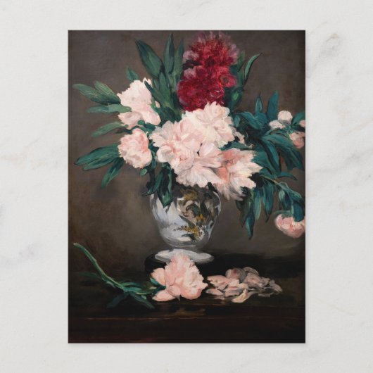 エドゥアール・マネ - 小さな台座の上の芍薬の花瓶 ポストカード (正面)