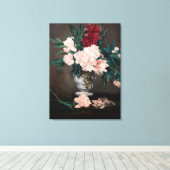 エドゥアール・マネ - 小さな台座の芍薬の花瓶 キャンバスプリント (インサイチュ (ウッドフロア))