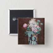 エドゥアール・マネ - 水晶の花瓶の花 缶バッジ (正面&裏面)