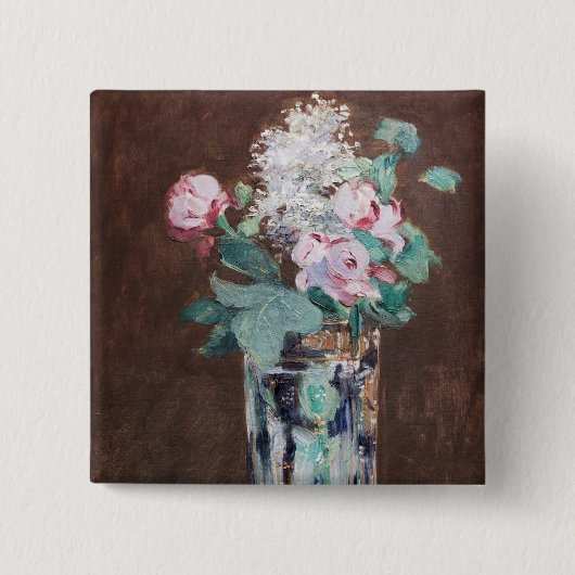 エドゥアール・マネ - 水晶の花瓶の花 缶バッジ (正面)