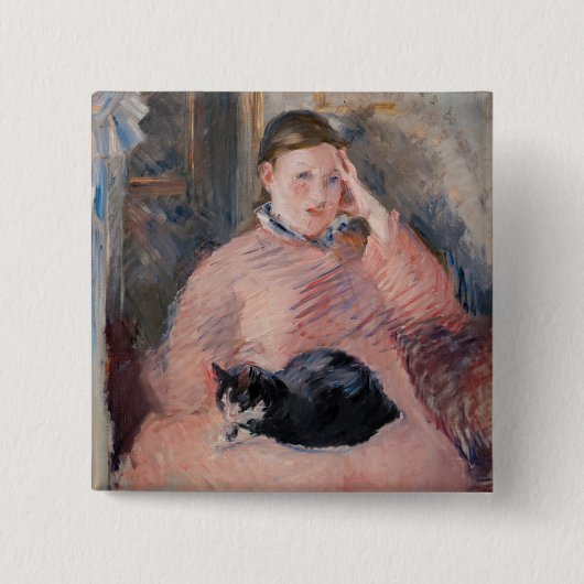 エドゥアール・マネ - 猫を持つ女 缶バッジ (正面)