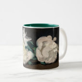 エドゥアール・マネ - 白い芍薬の枝、剪定ばさみ ツートーンマグカップ (正面右)