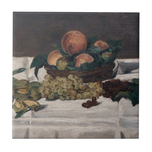 エドゥアール・マネ - 静物画、テーブルの上の果物 タイル (正面)