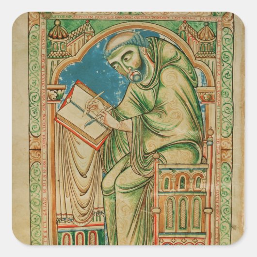 エドウィン修道士が原稿の上で仕事をしている スクエアシール (正面)