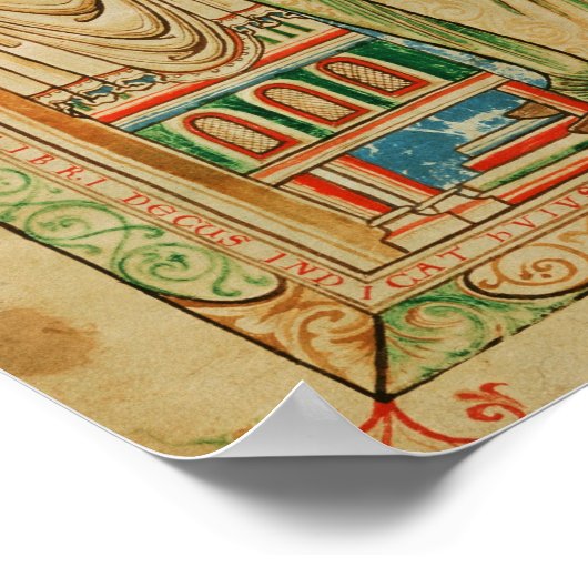 エドウィン修道士が原稿の上で仕事をしている ポスター (角)