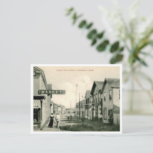 エドガルタウンMAメイン通りビューヴィンテージスタイル ポストカード (スタンド正面)